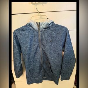 Hurley Boys Speckled Blue Lightweight Shark Hoodie Jacket With Pockets Size 7